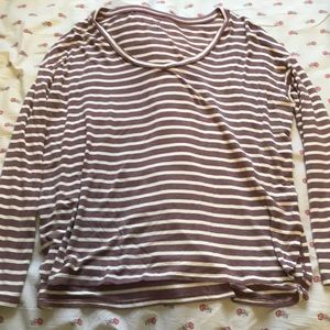 Pink and white striped long sleeve shirt